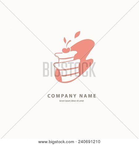Illustration Design Of Cartoon Logotype Candy Store. Vector Icon Sweet Cake.