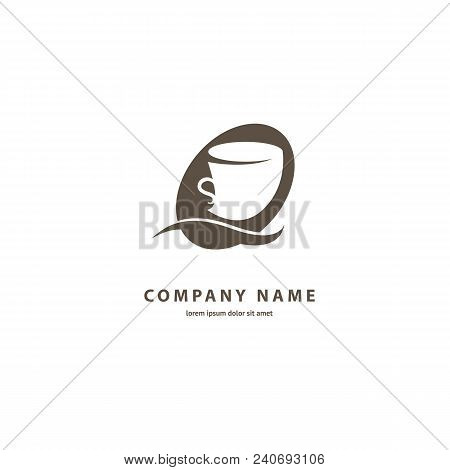 Illustration Design Of Silhouette Brown Logotype Coffee. Vector Icon Cup With Drink.