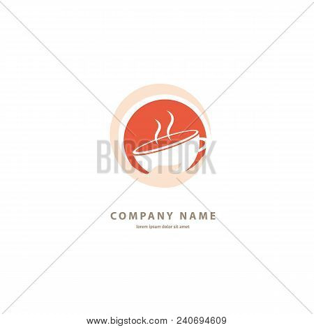 Illustration Design Of Colored Brown Logotype Coffee. Vector Icon Cup With Drink.