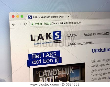 Amsterdam, Netherlands - May 15, 2018: Website Of Dutch  National Action Committee School Pupils (du