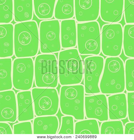 Macro Photo Of Plant Cells Structure, Eco Seamless Pattern