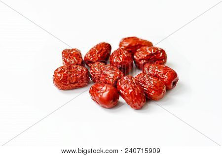 Chinese Red Jujube Isolated On White Background. Jujube Is Also Called Chinese Date And Often Used A