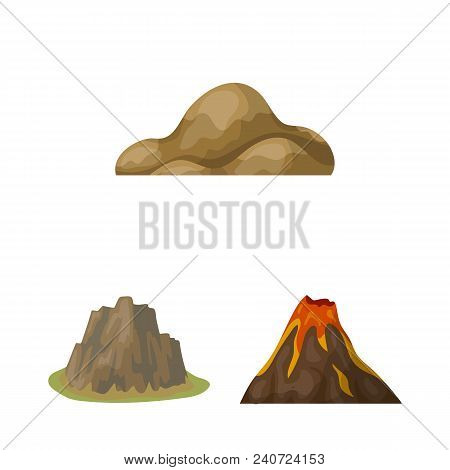 Different Mountains Cartoon Icons In Set Collection For Design.mountains And Landscape Vector Symbol