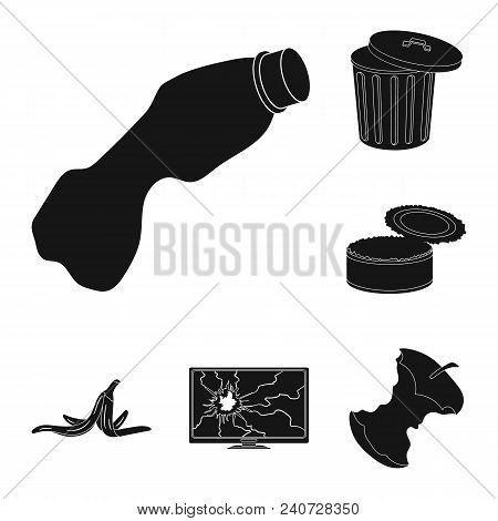 Garbage And Waste Black Icons In Set Collection For Design. Cleaning Garbage Vector Symbol Stock  Il