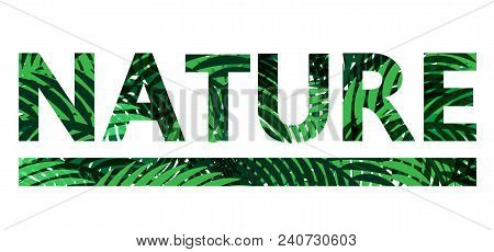 Nature Text Green Leaves Abstract Vector Design.