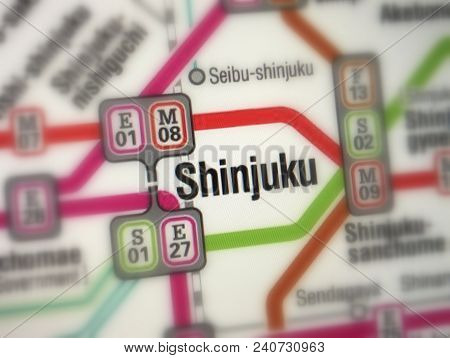 Map Of Shinjuku (japanese: Shinjuku-eki)  Railway And Metro Station, Tokyo, Japen (selective Focus)