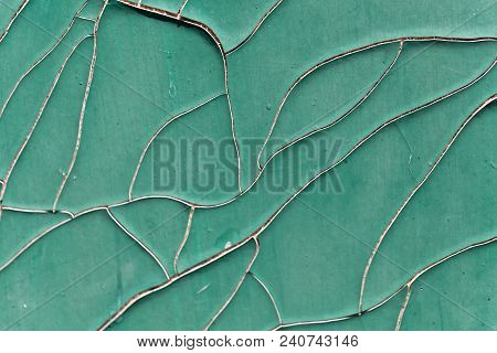 Old Green Paint With Fissures