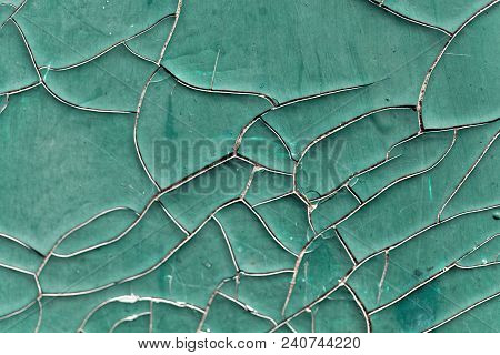 Old Green Paint With Fissures