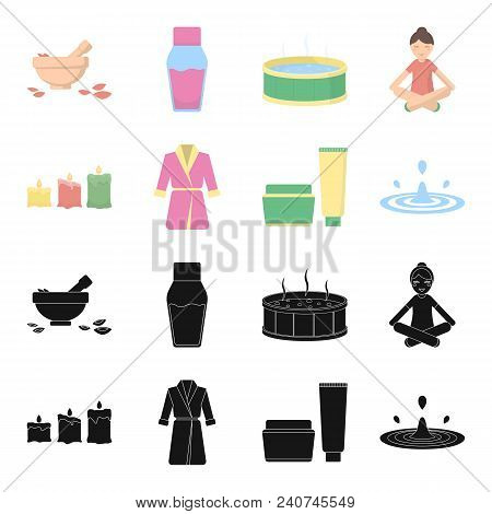 Multicolored Burning Candles, A Pink Robe With A Yellow Belt And A Collar, A Tube With Cream And A J