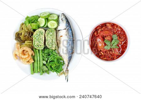 Isolated Of Spicy Meat And Tomato Dip,nam Prik Ong In Thai,northern Style Chili And Tomato Dip ,with