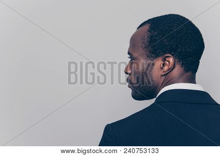 Rear View With Half Turned Head, Close Up Portrait With Copy Space, Empty Place For Advertisement Of