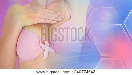Breast cancer woman with transition in bra checking