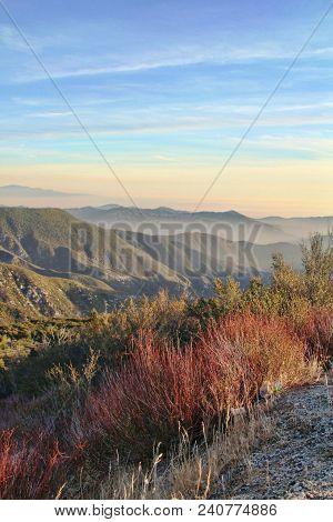 Early Evening Winter  Sunset Set The San Gabriel Mountains.