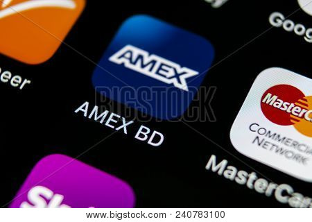 Sankt-petersburg, Russia, May 10, 2018: Amex Application Icon On Apple Iphone X Smartphone Screen Cl