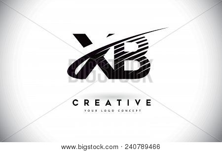 Xb X B Letter Logo Design With Swoosh And Black Lines. Modern Creative Zebra Lines Letters Vector Lo
