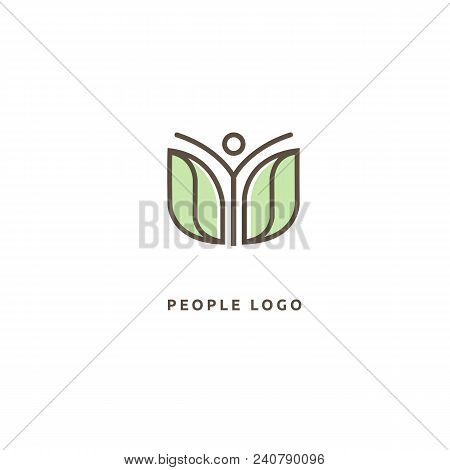 Vector Illustration, Graphic Design Editable Design. Happy People With Leafl Logo. Fitness, Sport We