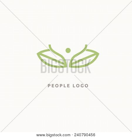 Vector Illustration, Graphic Design Editable Design. Happy People With Leafl Logo. Fitness, Sport We
