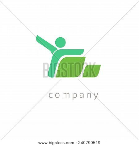 Vector Illustration, Graphic Design Editable Design. Happy People With Leafl Logo. Fitness, Sport We