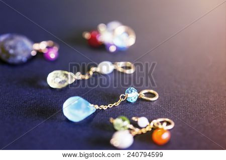 Lemon Quartz, Ruby, Pearl,labradorite,apatite, Green Chalcedony, Blue Topaz Necklace Charm Isolated 