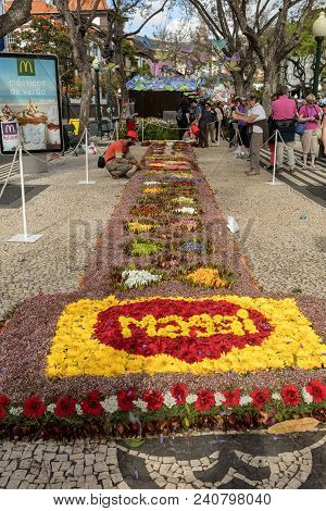 Funchal, Madeira, Portugal - April 19, 2018: Flower Festival - The Famous Floral Carpets In The City