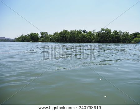 Calm View Of Banks Of Grijalva River Landscapes At Sumidero Canyon Of Chiapas State In Mexico Near M