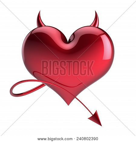 Devil Heart Shape Abstract Red With Horns And Tail