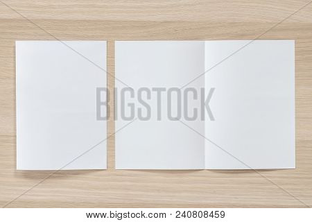 Mock Up Flyer Pamphlet Brochure Design A4 Size Half-folded (a5) Paper Layout Space For Template Illu