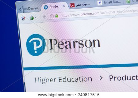 Ryazan, Russia - May 13, 2018: Pearson Website On The Display Of Pc, Url - Pearson.com