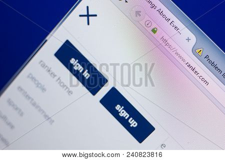 Ryazan, Russia - May 13, 2018: Ranker Website On The Display Of Pc, Url - Ranker.com
