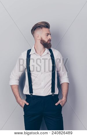 Vertical Profile Side Half-faced Half-turned Portrait Of Sexy Dreamy Minded Attractive Thoughtful We