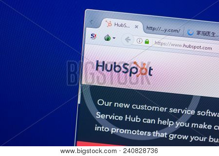Ryazan, Russia - May 13, 2018: Hubspot Website On The Display Of Pc, Url - Hubspot.com