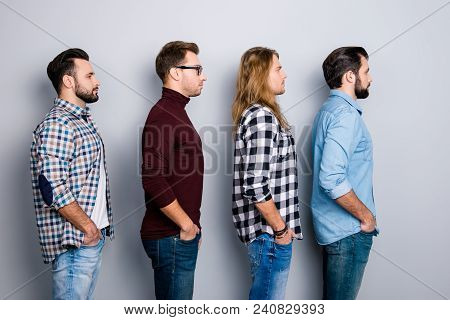 Macho Stubble Multi-national Community Proud Respect Handsome Spunky Concept. Confident Serious Conc