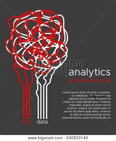 Big Data Vector Illustration. Machine Learning Algorithm For Information Filter And Anaytic In Flat 