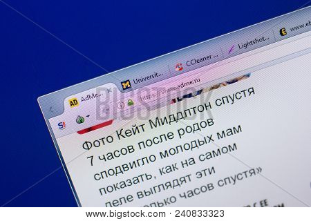 Ryazan, Russia - May 13, 2018: Adme Website On The Display Of Pc, Url - Adme.ru
