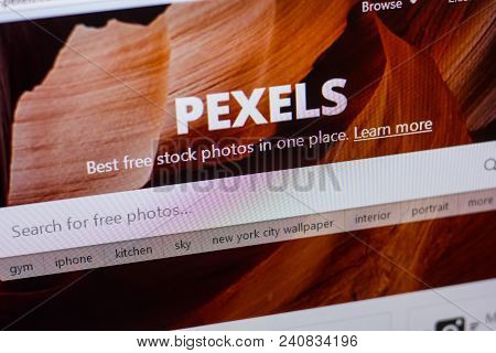 Ryazan, Russia - May 13, 2018: Pexels Website On The Display Of Pc, Url - Pexels.com