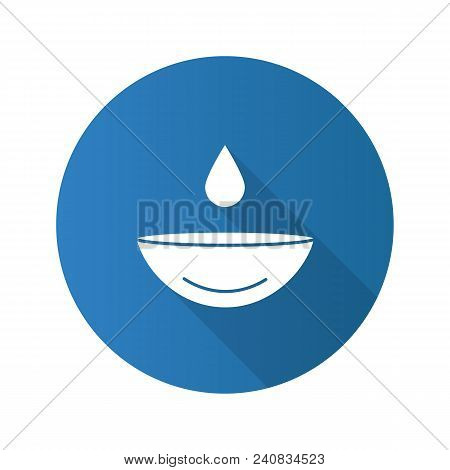 Eye Contact Lens With Drop Flat Design Long Shadow Glyph Icon. Contact Lenses Rewetting. Vector Silh