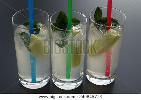 Moscow Mule - Fresh Cocktail With Wodka Lemon Juice And Spicy Ginger Cucumber And Mint