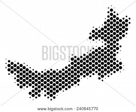 Abstract Chinese Inner Mongolia Map. Vector Halftone Territory Plan. Cartographic Pixelated Abstract