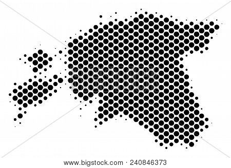 Abstract Estonia Map. Vector Halftone Geographic Plan. Cartographic Dotted Abstraction. Schematic Es