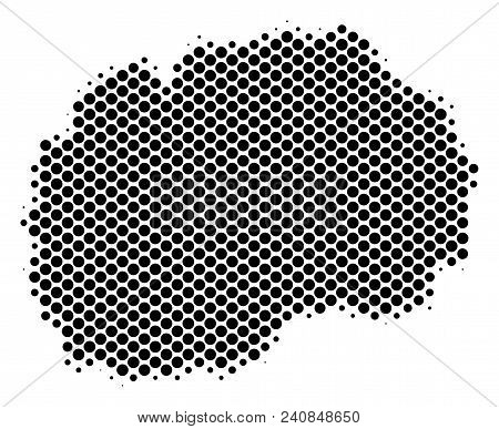 Abstract Makedonia Map. Vector Halftone Geographic Scheme. Cartographic Pixel Composition. Schematic