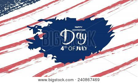 Happy Of 4th Of July Horizontal Banner. Independence Day Card.  Template For Holiday Design. Vector 