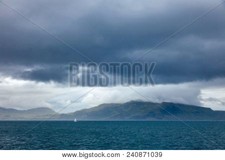 Sailboat at Sound of Mull, Isle of Mull, Inner Hebrides, Scotland, UK