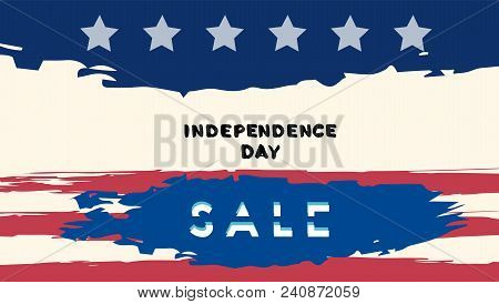 Happy Of Usa Independence Day Card. National Flag Elements With Text. Template For Holiday Design. V