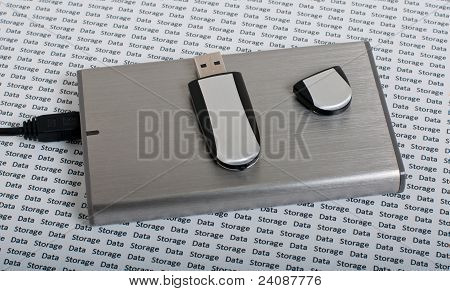 Ukládání dat USB memory stick a přenosný pevný disk