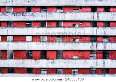 Apartment Window And Wall At Day In The Taipei City, Taiwan., Combination Between Modern And Vintage