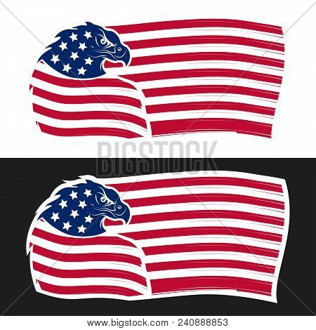 Stylized Vector Illustration Of Us Flag With Eagle For Light And Dark Background
