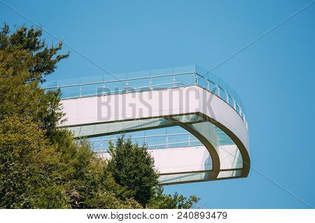 Kutaisi, Georgia. Observation Platform With Clear Floor At Highest Point Of State Sataplia Reserve W