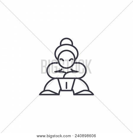 Samurai Line Icon, Vector Illustration. Samurai Linear Concept Sign.