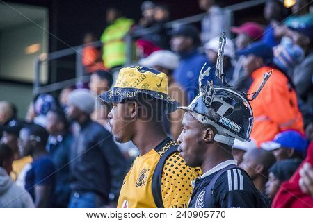 Cape Town Stadium, South Africa, 12 May 2018 - Diverse South African Football Supporters Watching In