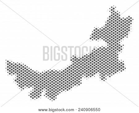 Schematic Chinese Inner Mongolia Map. Vector Halftone Geographical Scheme. Silver Pixel Cartographic